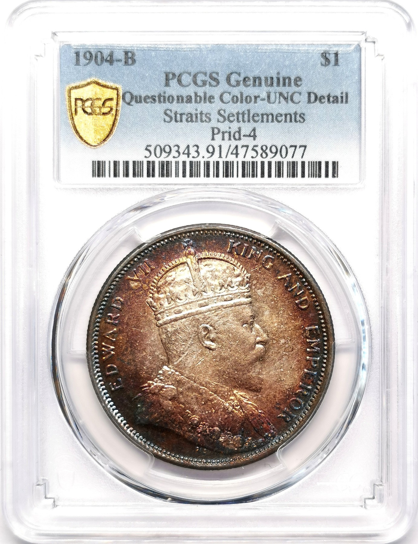 凡希社世界钱币微拍第二百五十九期 1904B英属海峡殖民地爱七壹元大样PCGS-UNCD