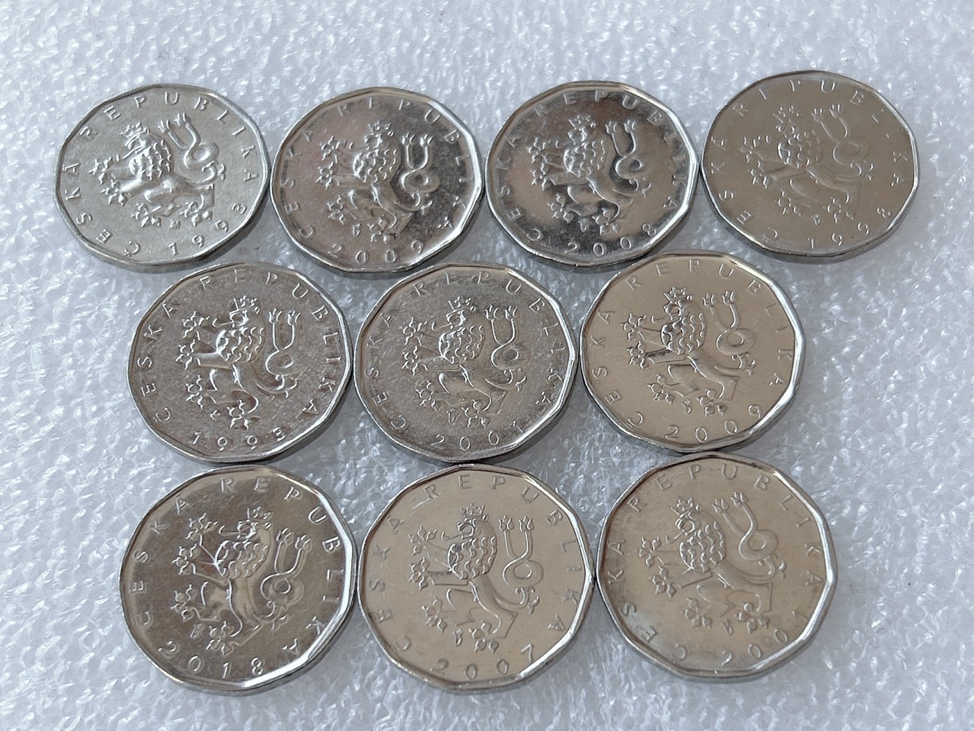 第一海外回流一元起拍收藏 散币场 第58期 捷克2克朗硬币 10枚