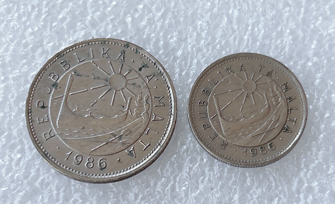 第一海外回流一元起拍收藏 散币场 第58期 马耳他1986年 5+25分