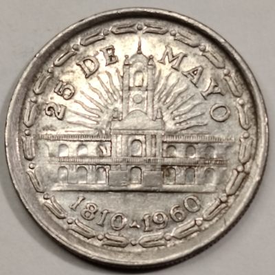 布加迪🐬～世界钱币🌾第 116 期 /  美洲国家币专场 - 阿根廷🇦🇷 1960 年 1比索纪念币  西班牙殖民150周年