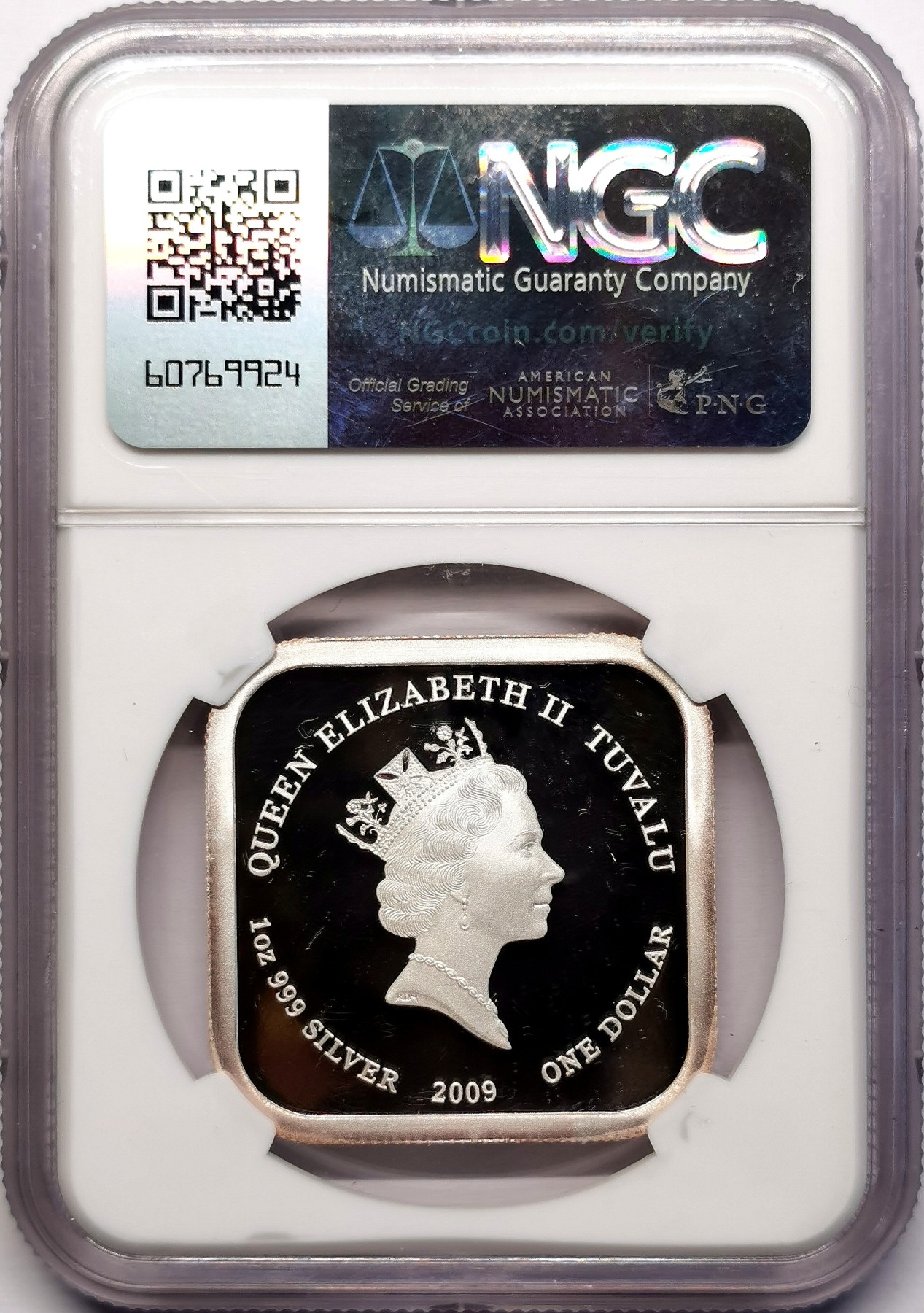 凡希社世界钱币微拍第二百五十九期 2009图瓦卢卢浮宫名画方型彩银币NGC-PF68UC编织女工