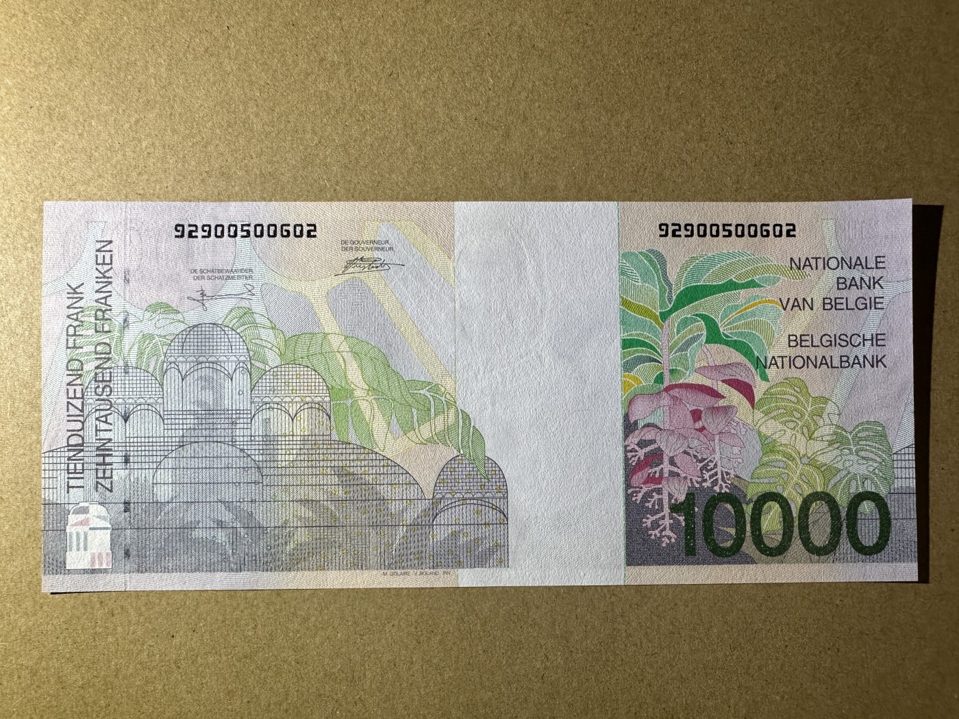 《张总收藏》135期-节前外币超精品场(欧亚名誉品) 比利时10000法郎 UNC- 末版 轻微压痕 无黄无斑 长号码无347