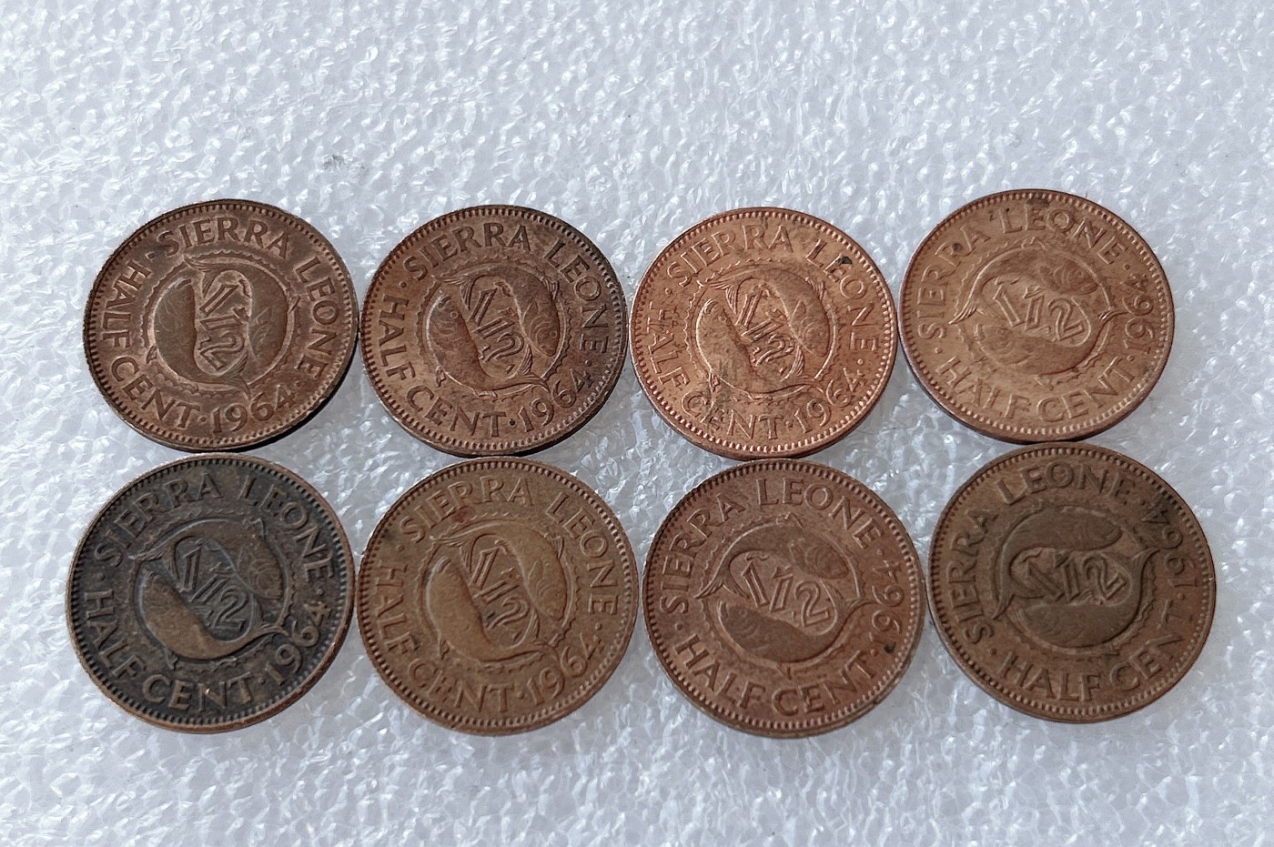 第一海外回流一元起拍收藏 散币场 第58期 塞拉利昂1/2分硬币 1964年版 8枚