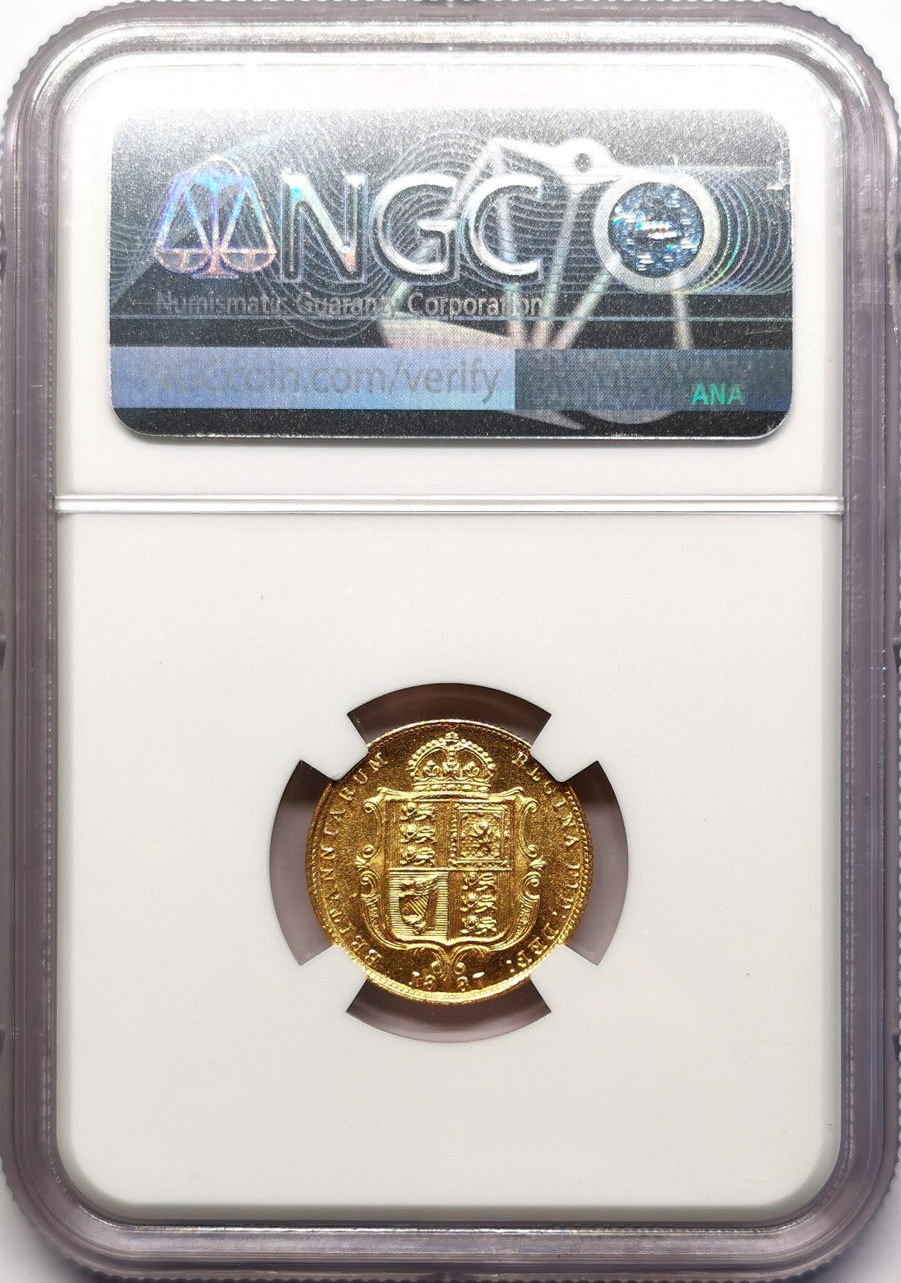 凡希社世界钱币微拍第二百五十九期 1887英国老维高冠1/2索维林金币NGC-MS63+ 实物有明显的初铸类镜面效果，3.994g，917金