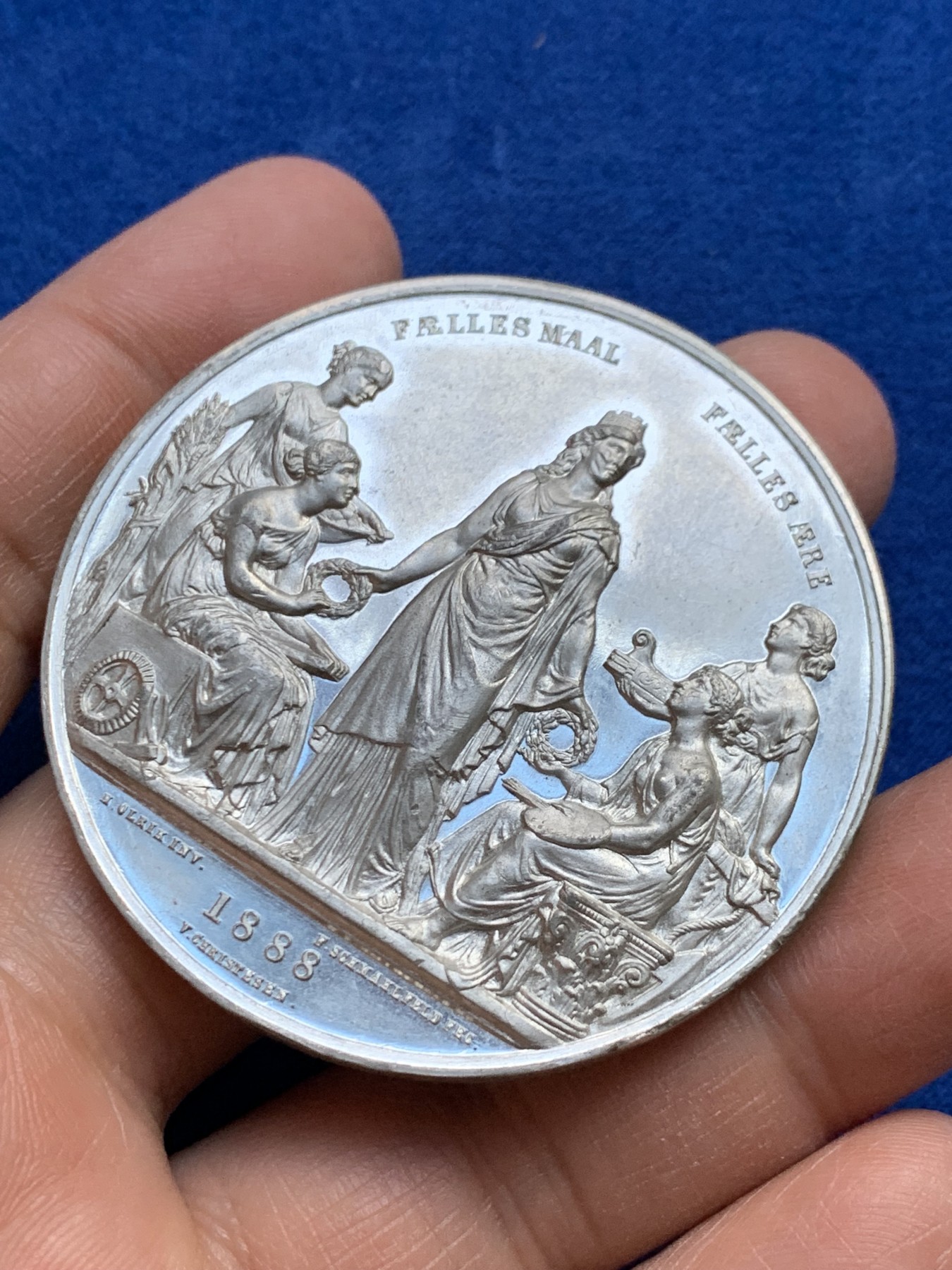 《竞宝斋》第237场- 周日，周一，周二，周日 疯狂4连拍 (全场包邮) 丹麦1888年哥本哈根工业农业及艺术展，锡制，54mm，51.51g