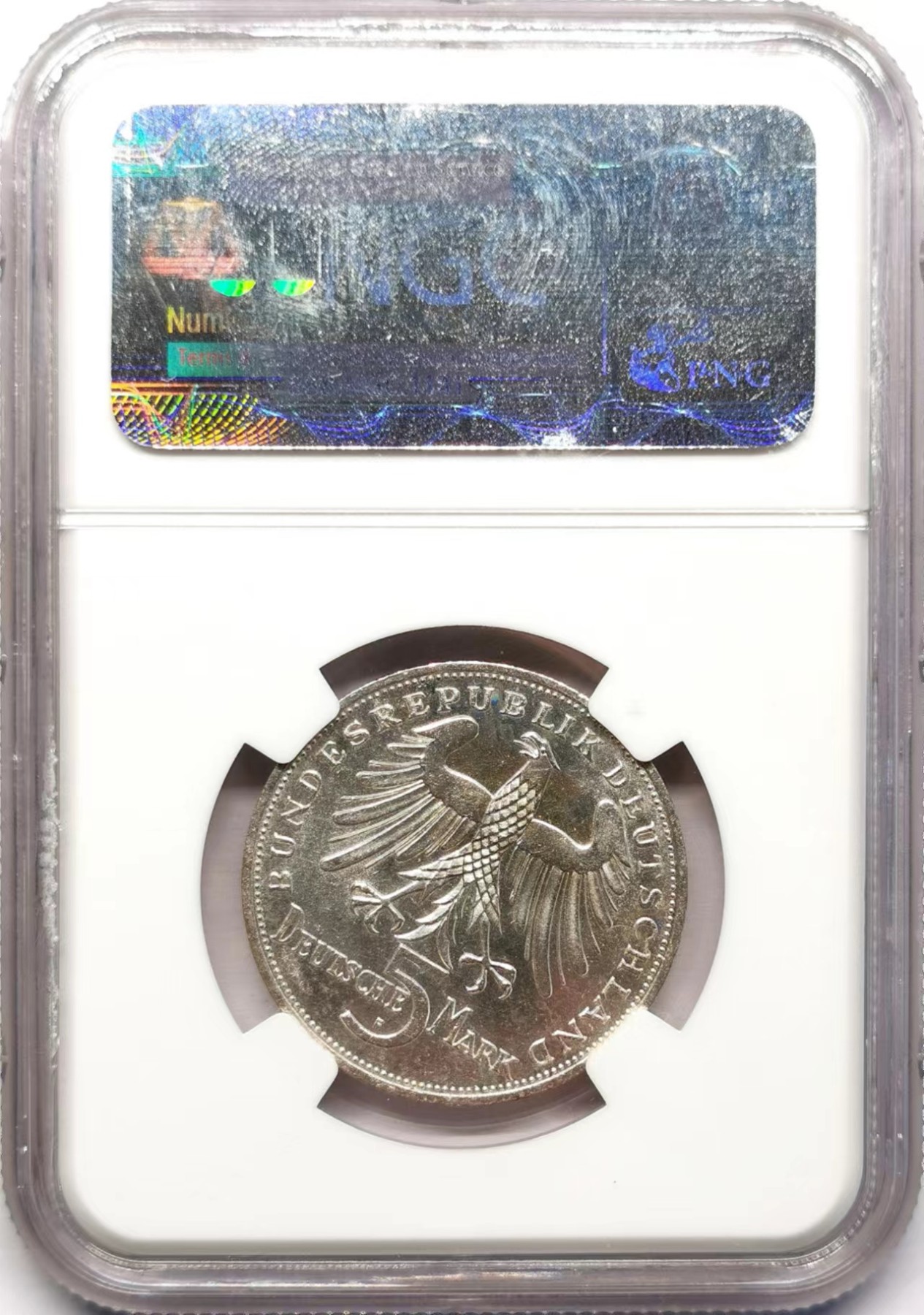 凡希社世界钱币微拍第二百五十九期 1955F联邦德国席勒5马克纪念银币NGC-MS63 西德五珍之一