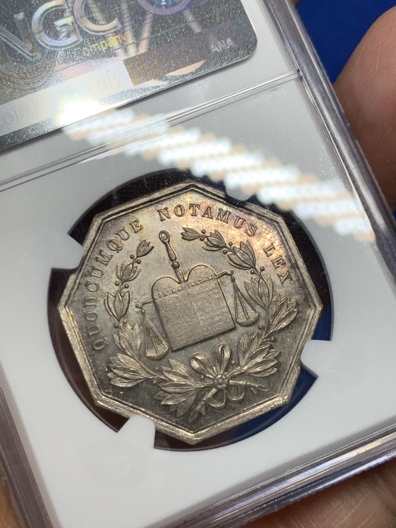 《竞宝斋》第237场- 周日，周一，周二，周日 疯狂4连拍 (全场包邮) NGC-MS64 法国八角银章，阿比维尔公证处