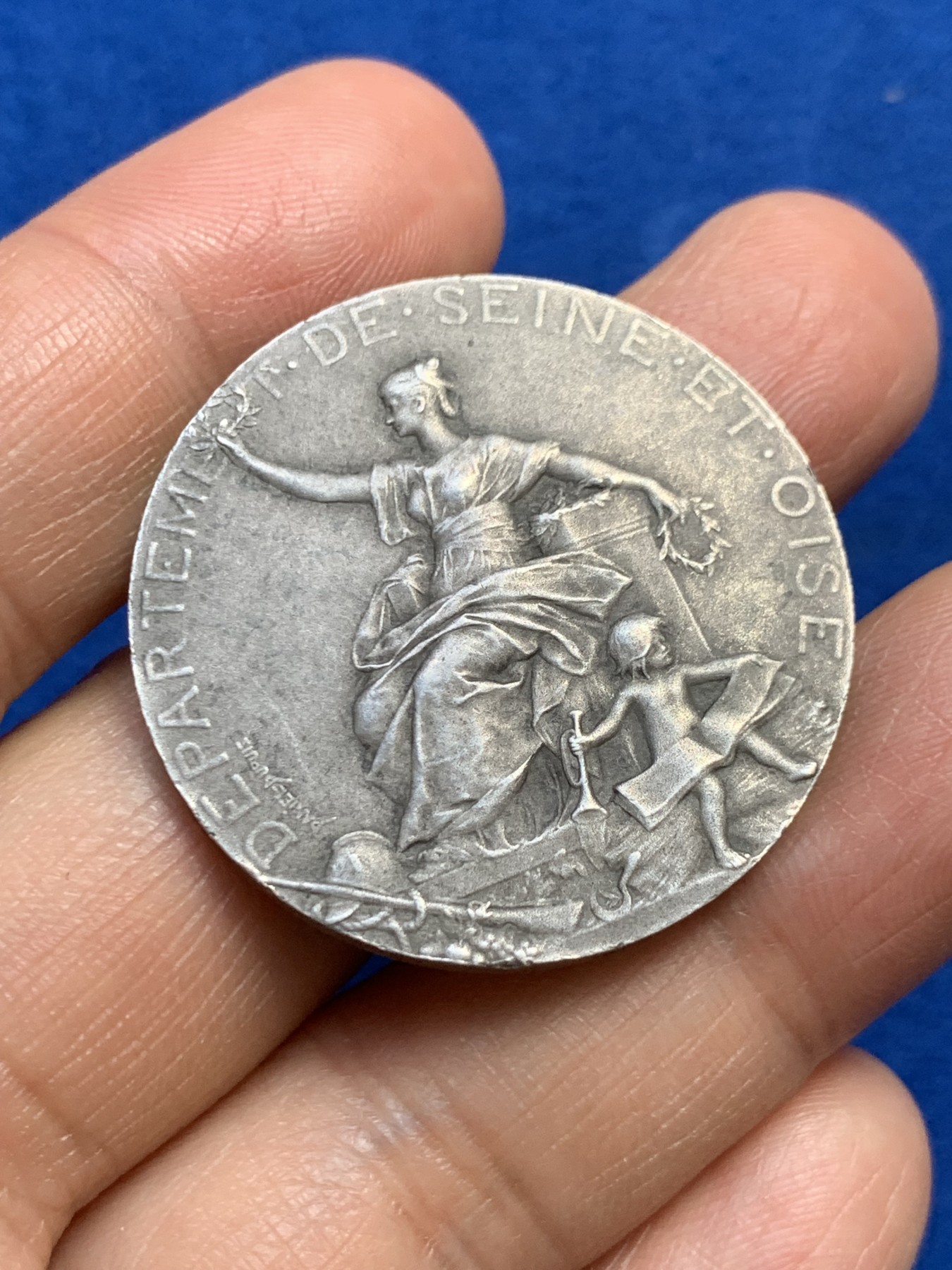 《竞宝斋》第237场- 周日，周一，周二，周日 疯狂4连拍 (全场包邮) 法国银质代币，塞纳河和瓦兹省总理事会，22.82g，35.8mm，丰饶角2银标