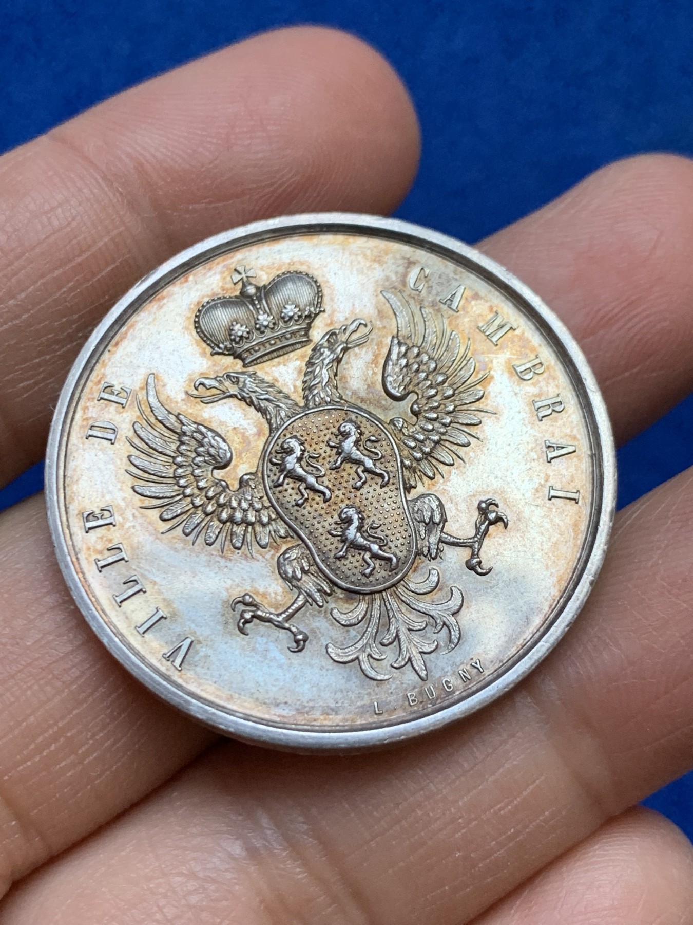 《竞宝斋》第237场- 周日，周一，周二，周日 疯狂4连拍 (全场包邮) 法国康布雷储蓄银行银质代币jeton，16.55m，35.6mm，丰饶角边铭