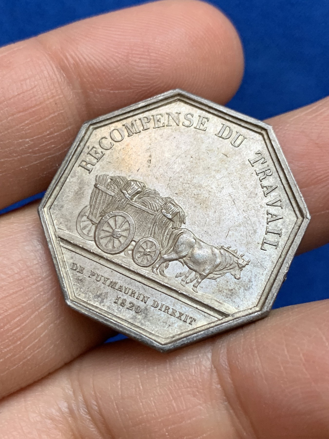 《竞宝斋》第237场- 周日，周一，周二，周日 疯狂4连拍 (全场包邮) 法国八角银章，图卢兹农业、园艺、渔业、狩猎和皇家农业学会，11.43g，29.7mm，早期无边铭