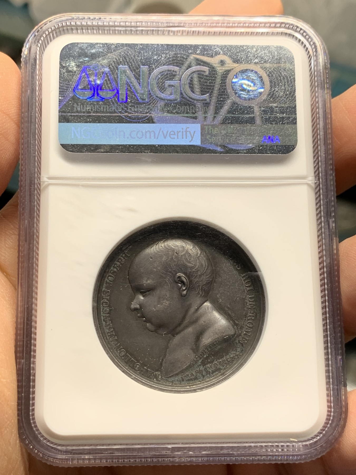 《竞宝斋》第237场- 周日，周一，周二，周日 疯狂4连拍 (全场包邮) NGC-AUD 法国1811年拿破仑二世罗马王诞生纪念银章，拿破仑与玛丽皇后，早期原铸