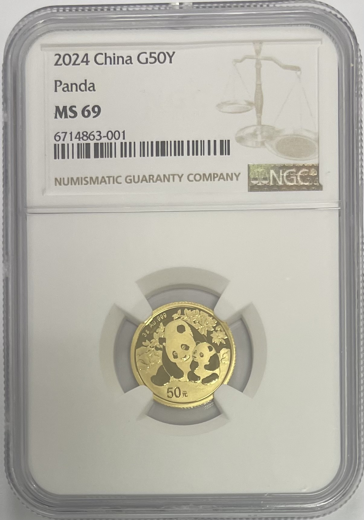 《张总收藏》135期-节前外币超精品场(欧亚名誉品) 2024年熊猫3克金币NGC69分