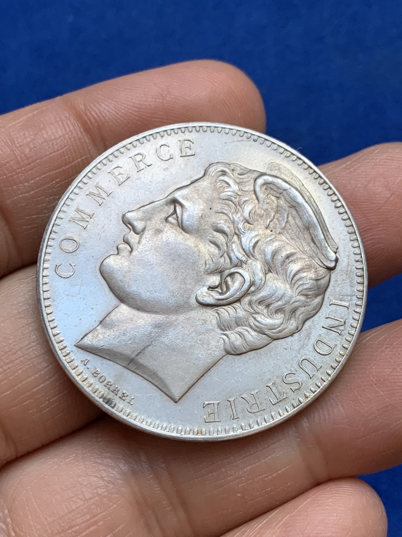 《竞宝斋》第237场- 周日，周一，周二，周日 疯狂4连拍 (全场包邮) 法国亨利·德维尔德商会银质奖章，33.7g，39.3mm，丰饶角2银标，墨丘利头像