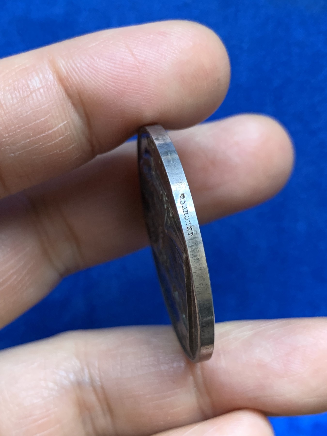 《竞宝斋》第237场- 周日，周一，周二，周日 疯狂4连拍 (全场包邮) 法国1896年结婚银质纪念奖章，22.25g，36.3mm，丰饶角边铭