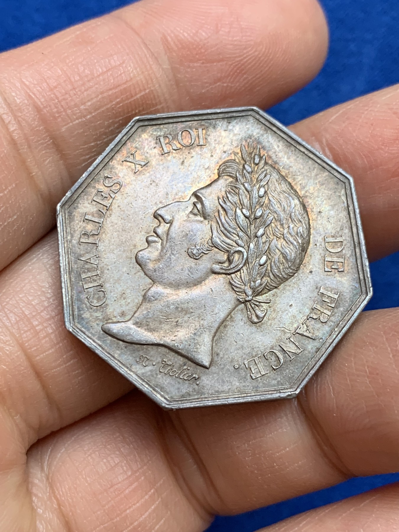 《竞宝斋》第237场- 周日，周一，周二，周日 疯狂4连拍 (全场包邮) 法国1828年八角银质jeton，勒阿弗尔市议会，31.8毫米，13.88克，边铭无