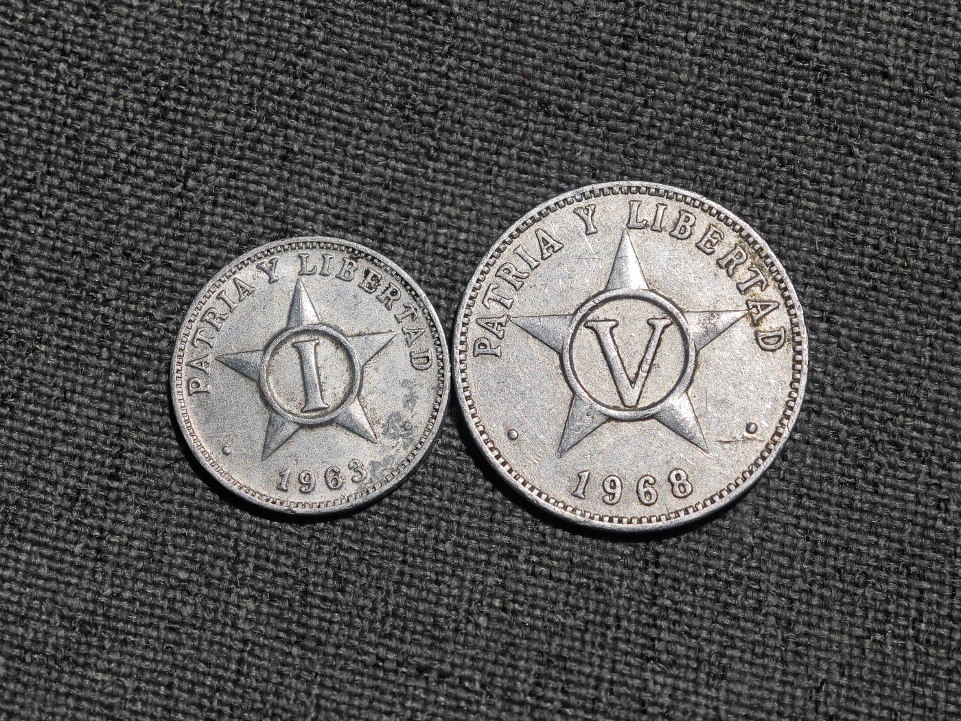 外国硬币收藏第8期 古巴老版5分1分2枚铝币