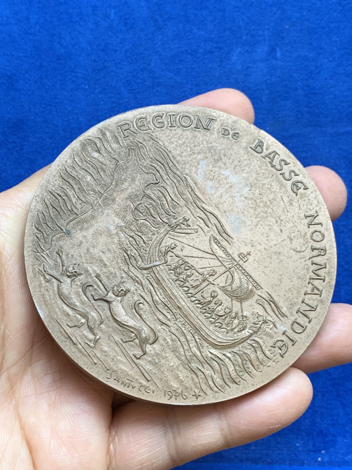 《竞宝斋》第237场- 周日，周一，周二，周日 疯狂4连拍 (全场包邮) 法国下诺曼底地区铜章，246.54g，81mm，1976+丰饶角铜标