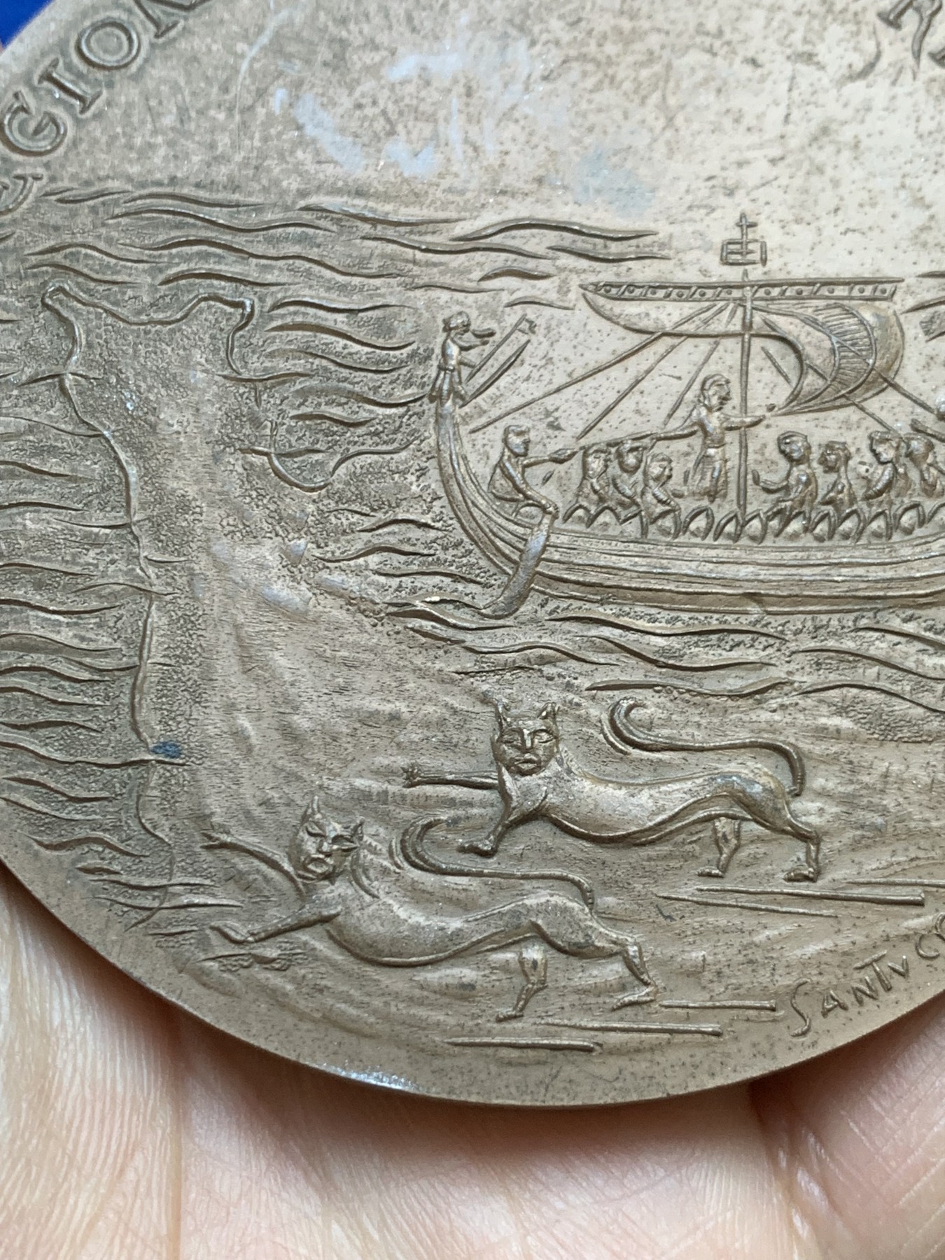 《竞宝斋》第237场- 周日，周一，周二，周日 疯狂4连拍 (全场包邮) 法国下诺曼底地区铜章，246.54g，81mm，1976+丰饶角铜标