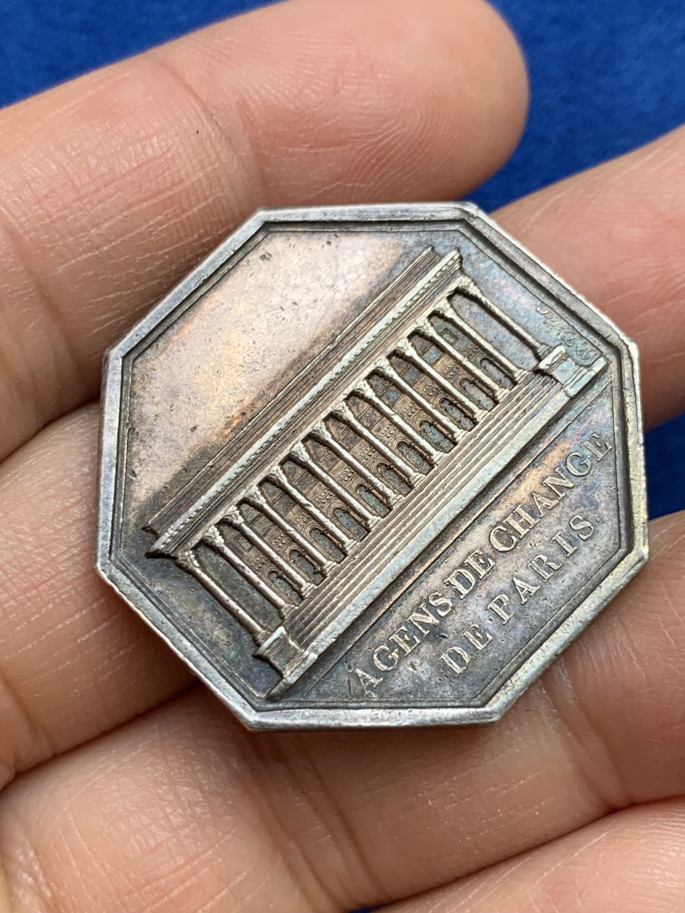 《竞宝斋》第237场- 周日，周一，周二，周日 疯狂4连拍 (全场包邮) 法国八角银章，巴黎证券交易所，16.27g，32.7mm，1832年之前无边铭