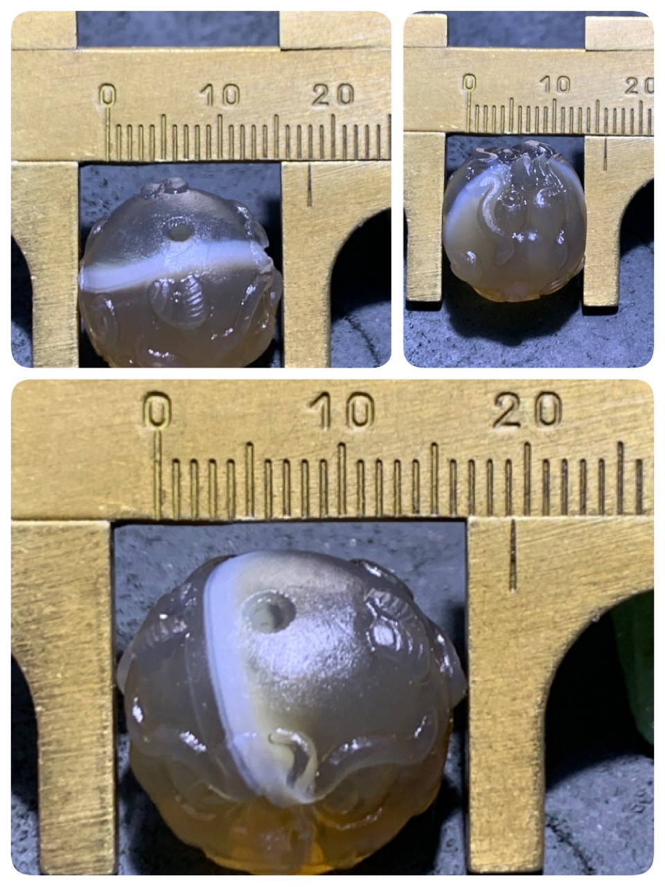 精美亚光巴西玛瑙手工雕刻瑞兽珠子（吊坠）一个