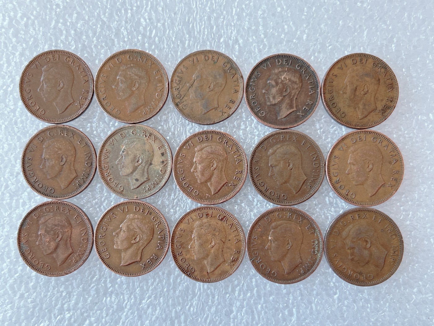 第一海外回流一元起拍收藏 散币场 第59期 加拿大1分铜币 乔治六世 15枚