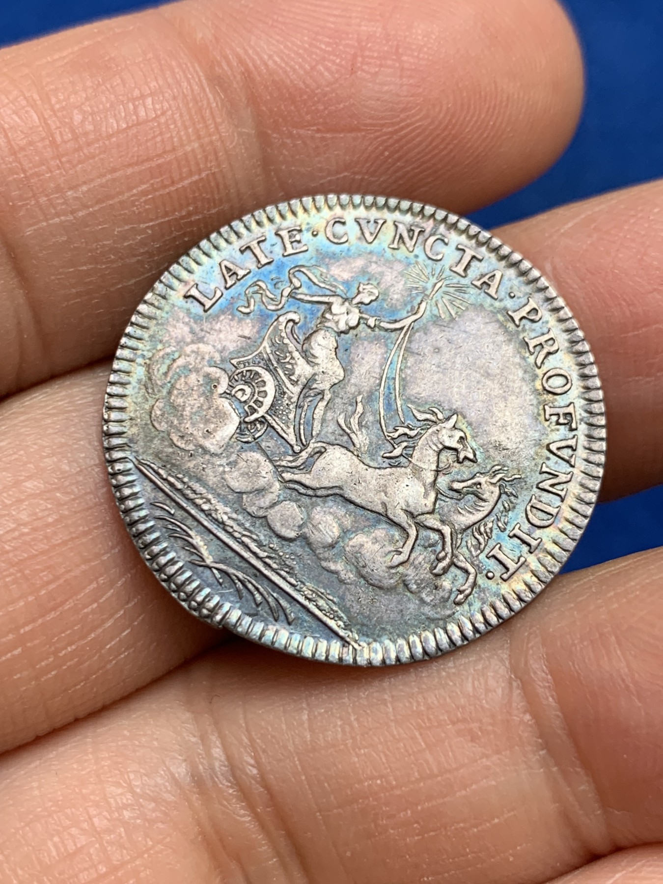 《竞宝斋》第237场- 周日，周一，周二，周日 疯狂4连拍 (全场包邮) 法国路易十五时期天马行空银质jeton，4.93g，27.6mm