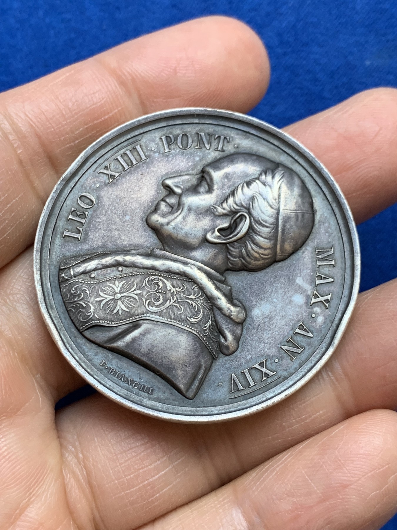 《竞宝斋》第237场- 周日，周一，周二，周日 疯狂4连拍 (全场包邮) 意大利教皇国梵蒂冈1891年列奥十三世天文学银质奖章，36.9g，43.5mm