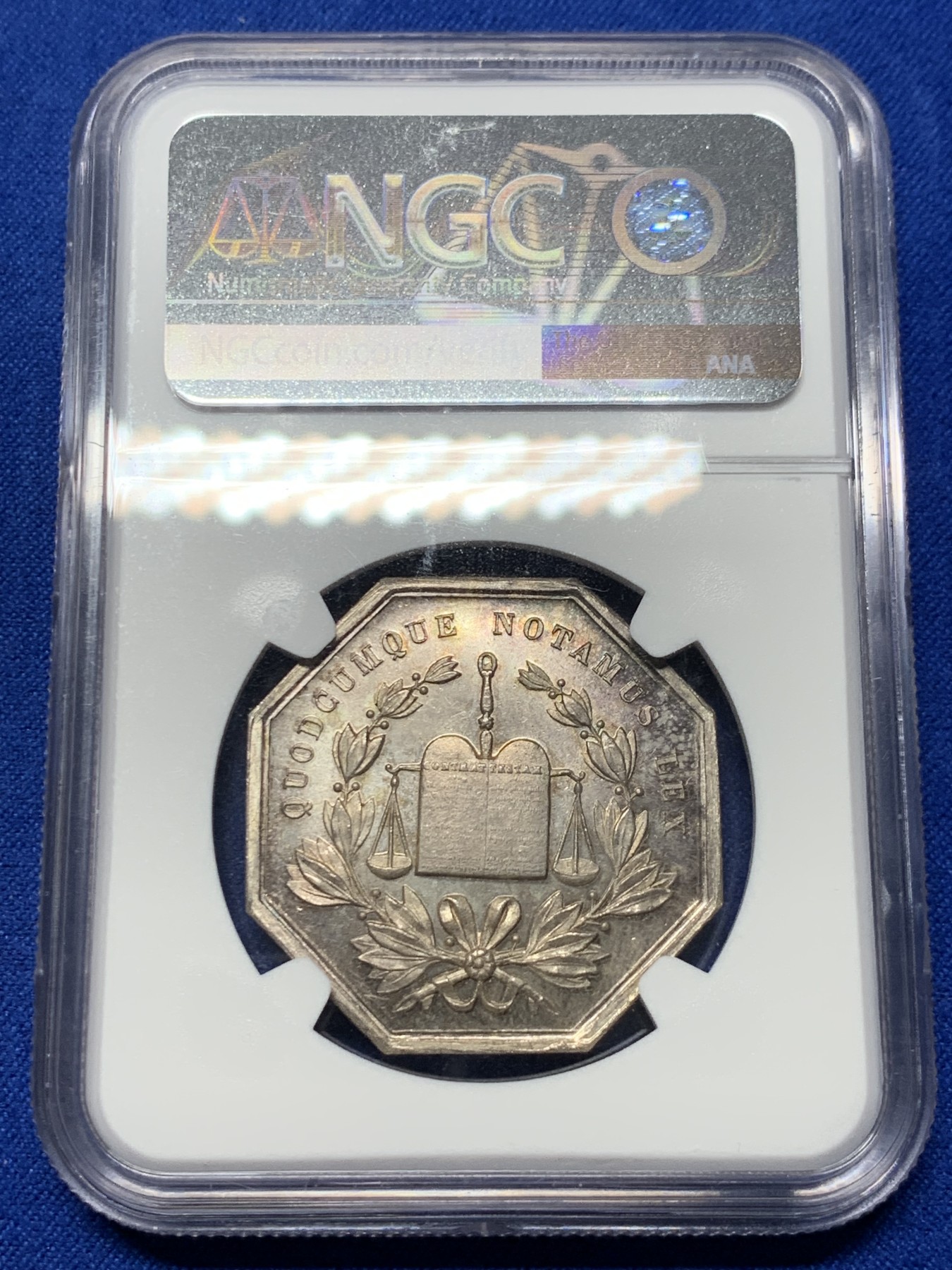 《竞宝斋》第237场- 周日，周一，周二，周日 疯狂4连拍 (全场包邮) NGC-MS64 法国八角银章，阿比维尔公证处