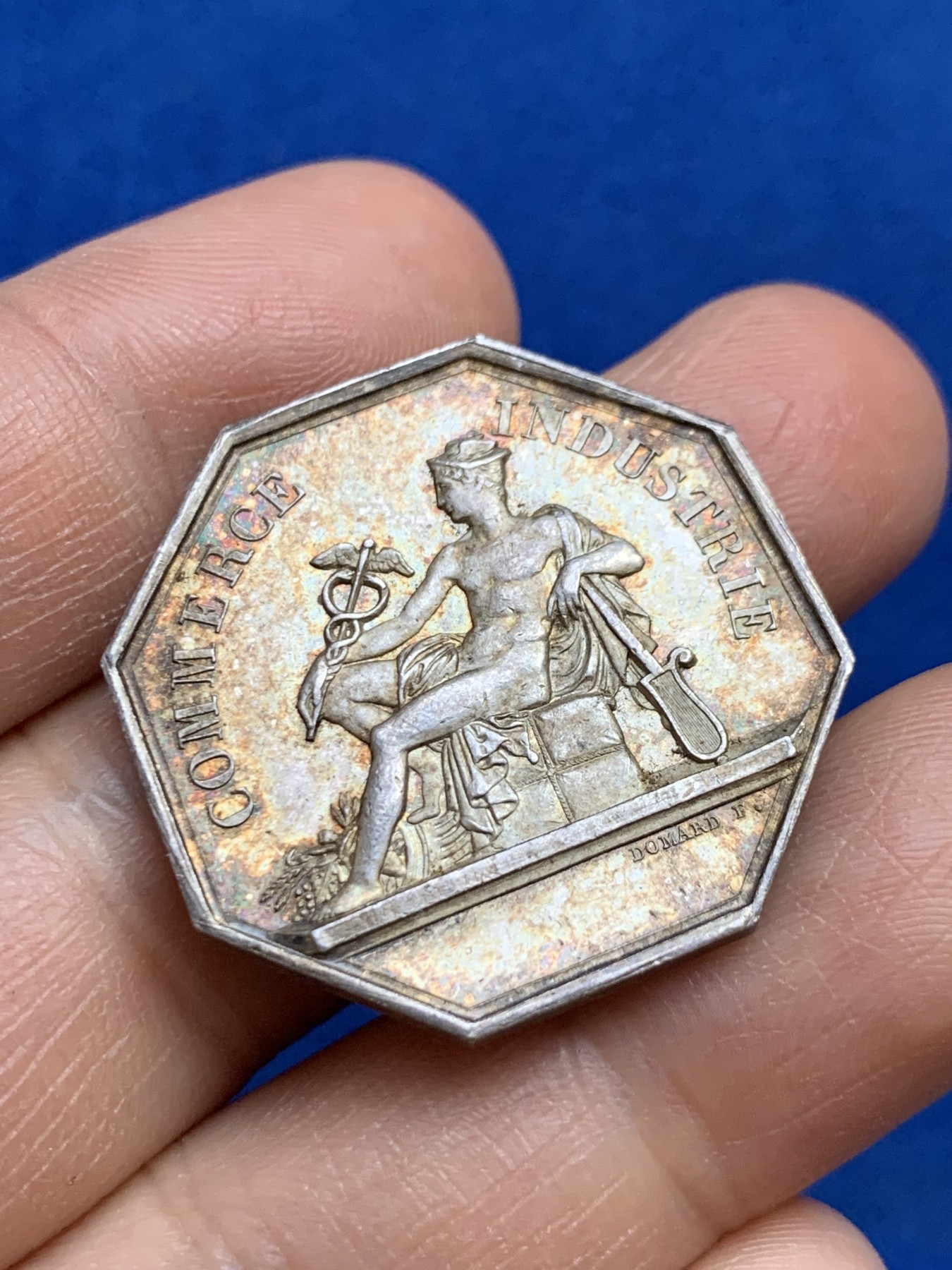 《竞宝斋》第237场- 周日，周一，周二，周日 疯狂4连拍 (全场包邮) 法国JETON银质八角，图卢兹银行，12.00g，30.5mm，1832-1841油灯边铭