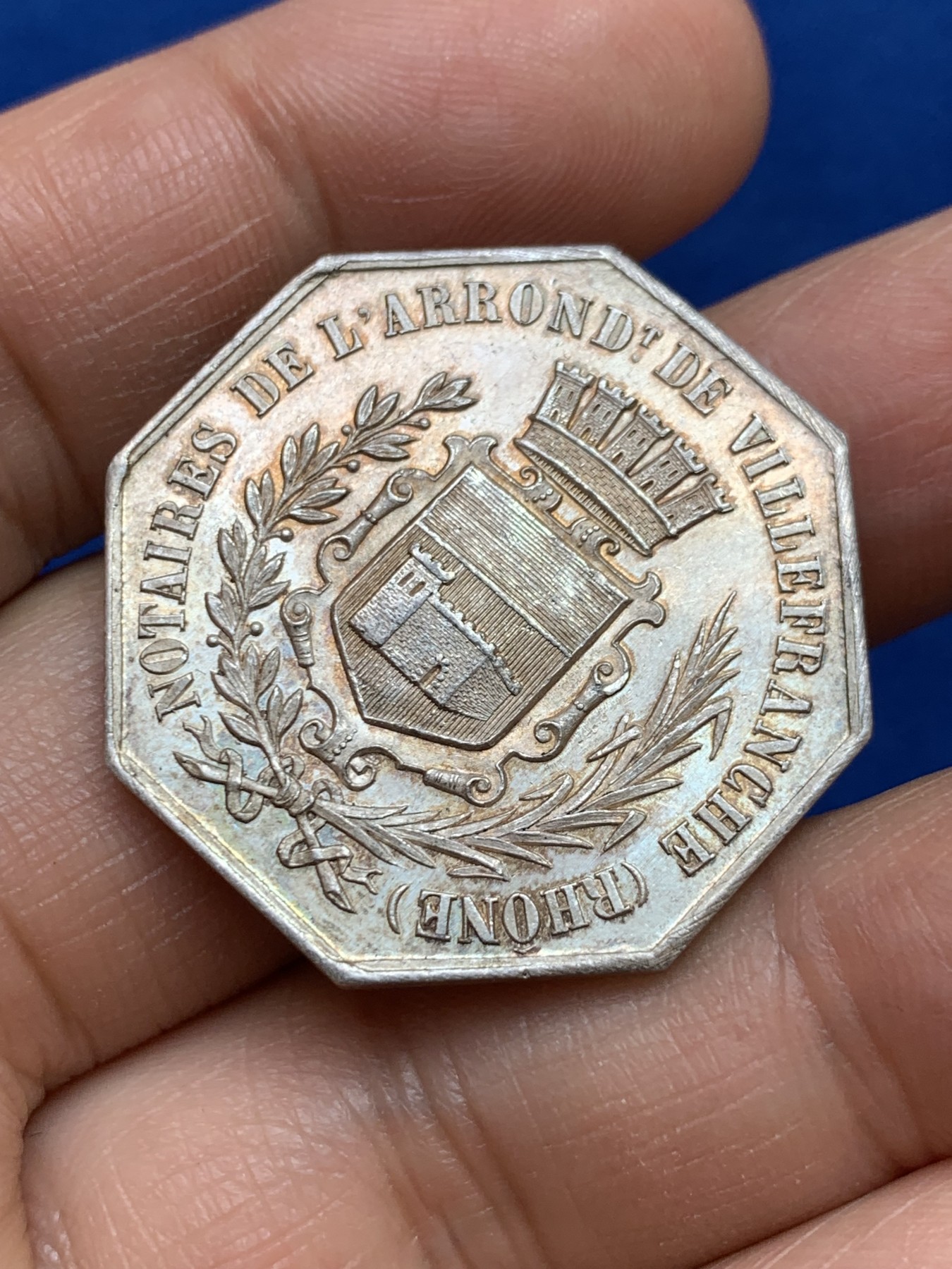 《竞宝斋》第237场- 周日，周一，周二，周日 疯狂4连拍 (全场包邮) 法国八角银章，罗纳公证处，16.73g，32.3mm，丰饶角边铭