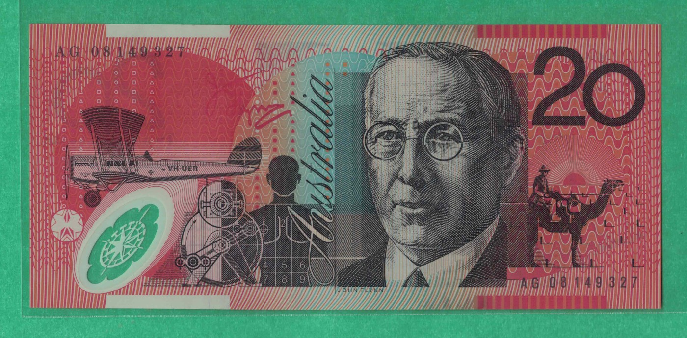 澳大利亚2008年20元 老版 塑料钞 大洋洲 实物图 UNC