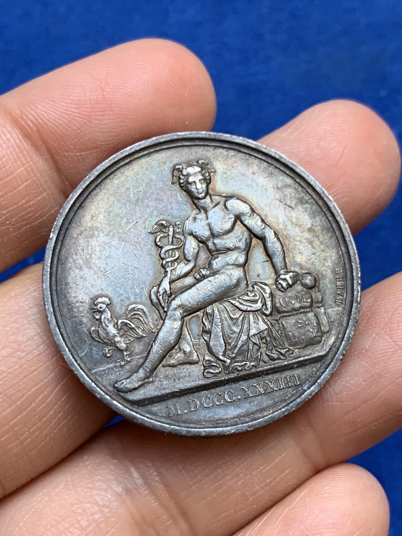 《竞宝斋》第237场- 周日，周一，周二，周日 疯狂4连拍 (全场包邮) 法国勒阿弗尔证券交易所银代币jeton，重19.32克，直径36毫米，1845-1860年手指边铭