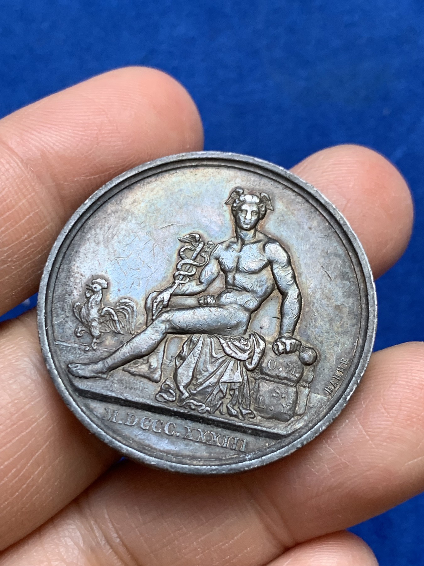 《竞宝斋》第237场- 周日，周一，周二，周日 疯狂4连拍 (全场包邮) 法国勒阿弗尔证券交易所银代币jeton，重19.32克，直径36毫米，1845-1860年手指边铭