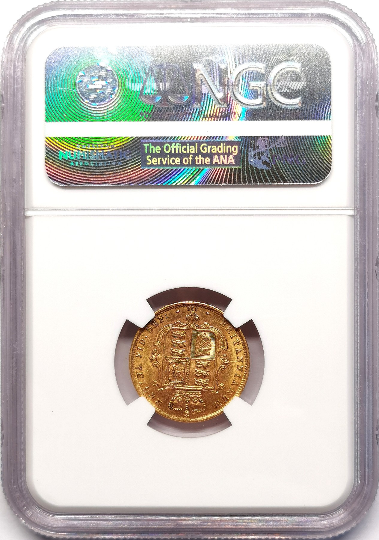 凡希社世界钱币微拍第二百五十九期 1872英国小维1/2索维林金币NGC-MS62 模具编号171