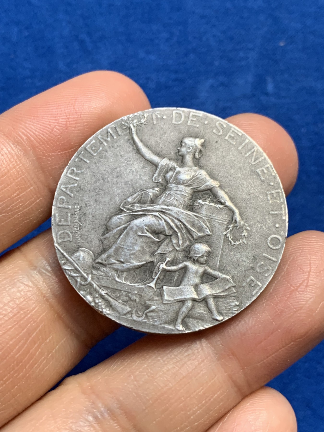 《竞宝斋》第237场- 周日，周一，周二，周日 疯狂4连拍 (全场包邮) 法国银质代币，塞纳河和瓦兹省总理事会，22.82g，35.8mm，丰饶角2银标