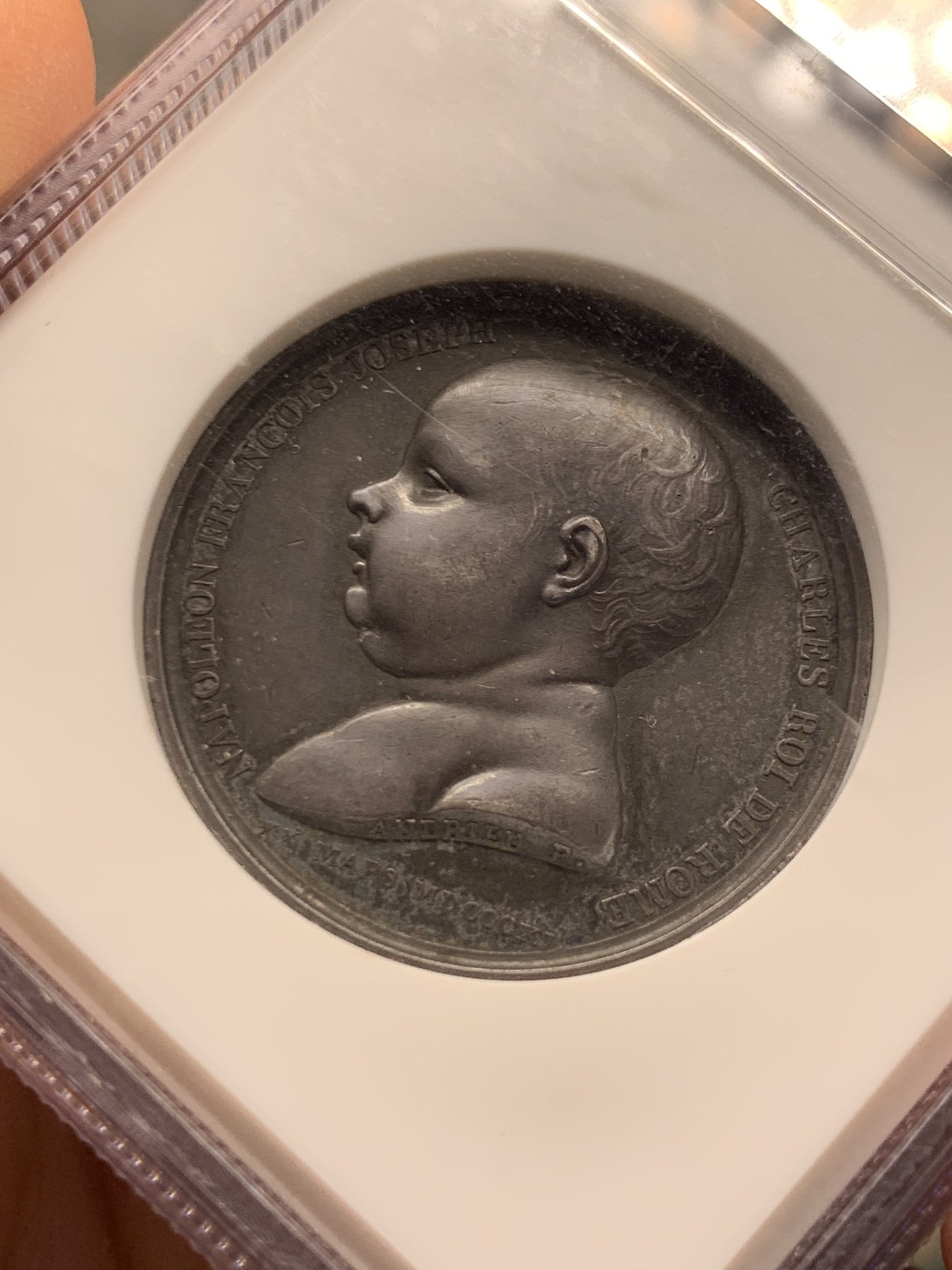 《竞宝斋》第237场- 周日，周一，周二，周日 疯狂4连拍 (全场包邮) NGC-AUD 法国1811年拿破仑二世罗马王诞生纪念银章，拿破仑与玛丽皇后，早期原铸