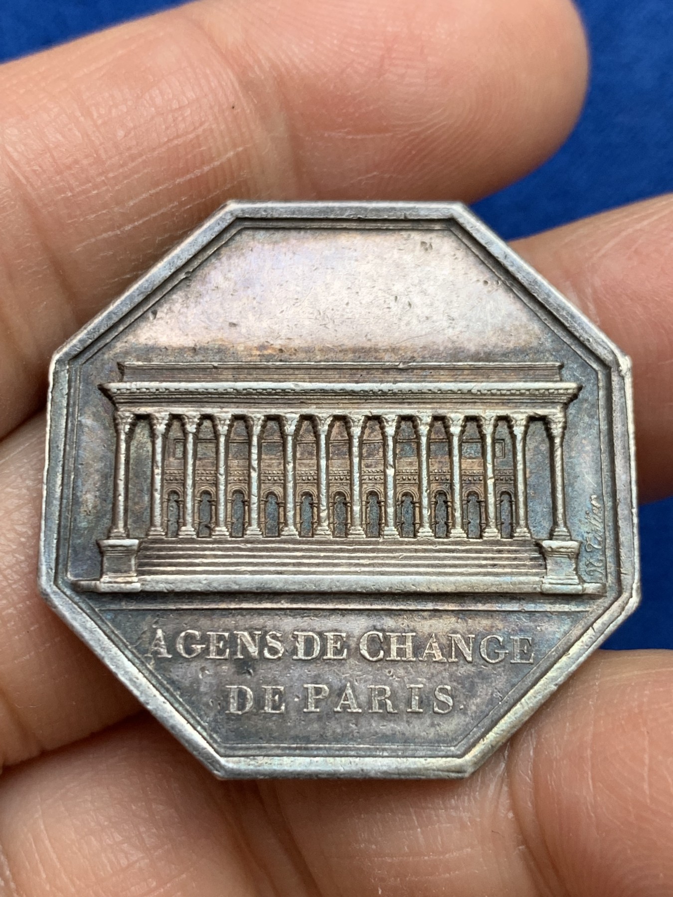 《竞宝斋》第237场- 周日，周一，周二，周日 疯狂4连拍 (全场包邮) 法国八角银章，巴黎证券交易所，16.27g，32.7mm，1832年之前无边铭