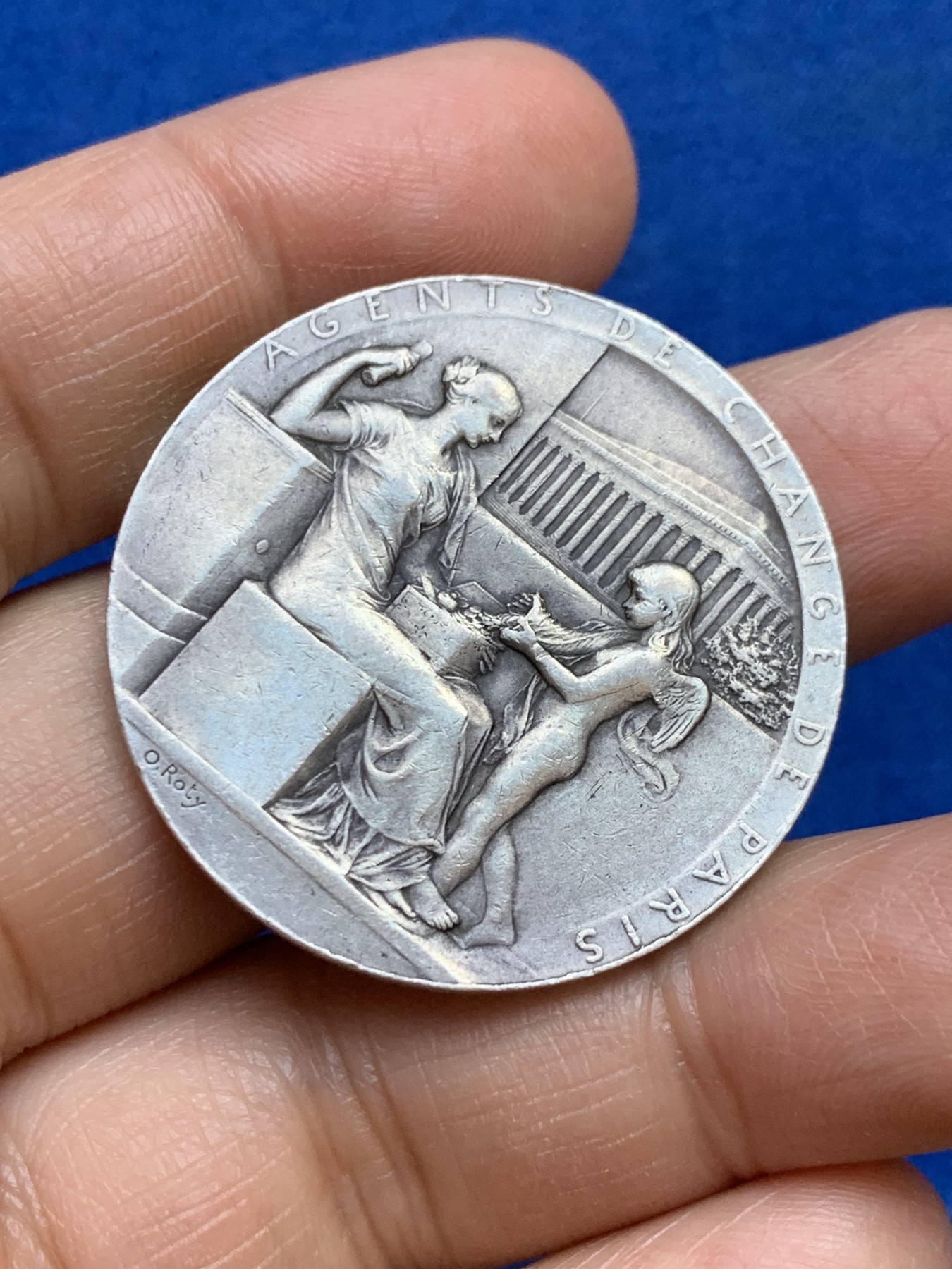 《竞宝斋》第237场- 周日，周一，周二，周日 疯狂4连拍 (全场包邮) 法国O.ROTY 巴黎股票交易所银质代币，19.88g，37mm，丰饶角边铭