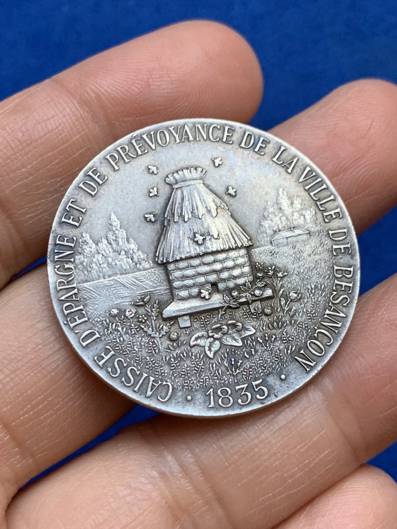 《竞宝斋》第237场- 周日，周一，周二，周日 疯狂4连拍 (全场包邮) 法国银章，贝桑松储蓄银行，20.51g，35.8mm，丰饶角边铭