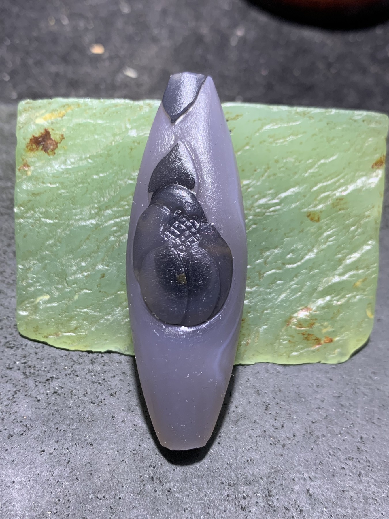 精美亚光高玉化巴西玛瑙手工俏色巧雕花开见佛吊坠（把件）一个！