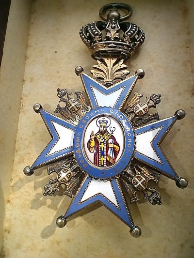 很好的小小拍卖第二期 - 塞尔维亚圣萨瓦勋章（配纸盒无绶带，银质，热珐琅，挂环带标，画珐琅堪称绝美））