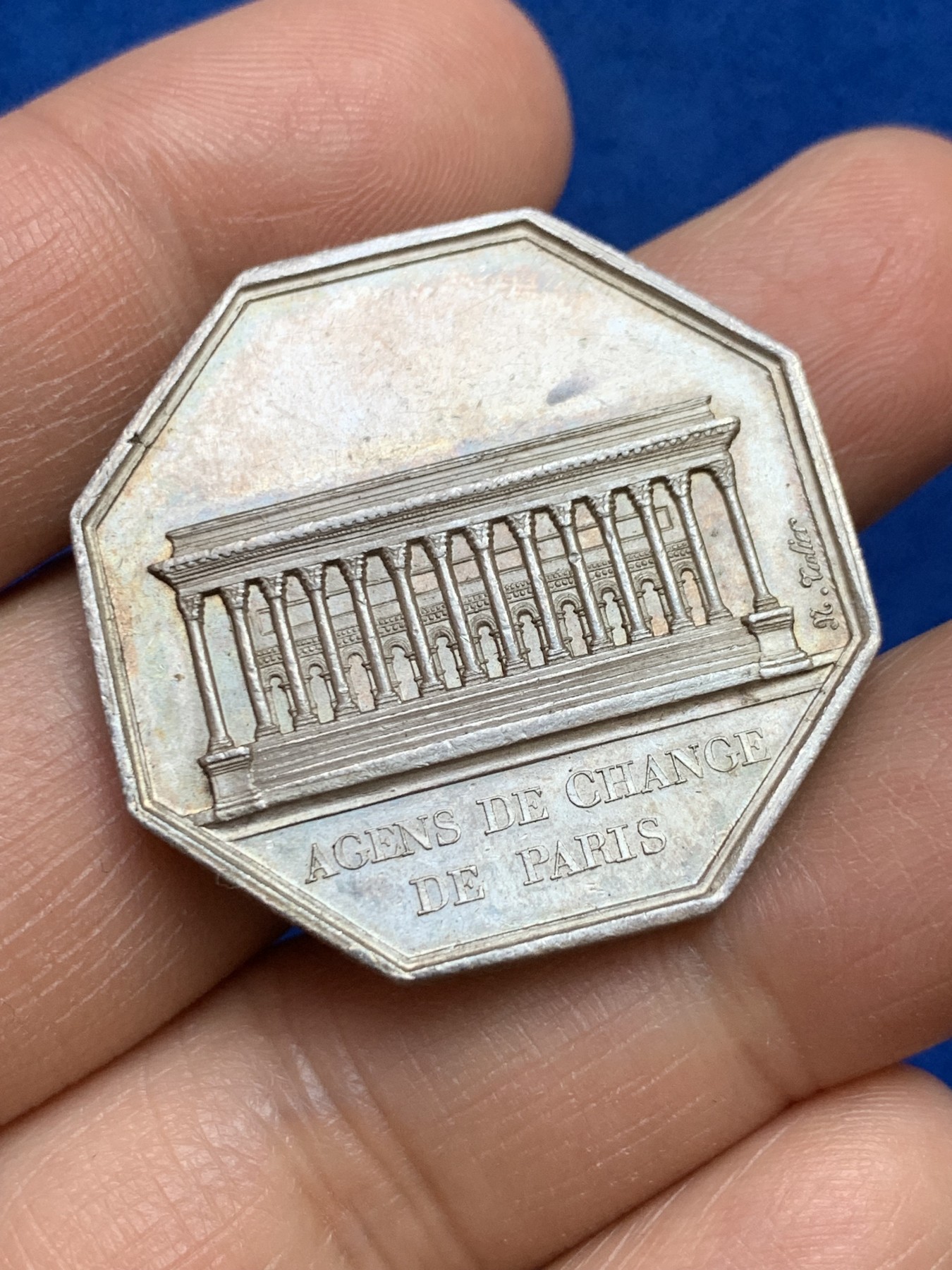 《竞宝斋》第237场- 周日，周一，周二，周日 疯狂4连拍 (全场包邮) 法国八角银章，巴黎证券交易所，17.64g，33.3mm，1832年之前早期无边铭