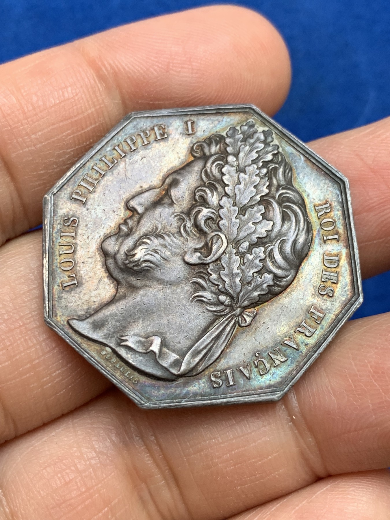 《竞宝斋》第237场- 周日，周一，周二，周日 疯狂4连拍 (全场包邮) 法国八角银章，里尔银行，18.43g，34.5mm，蜜蜂边铭