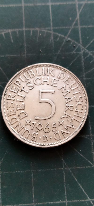 外国硬币初藏散币银币第19场 - 德国5马克银币，1965年。