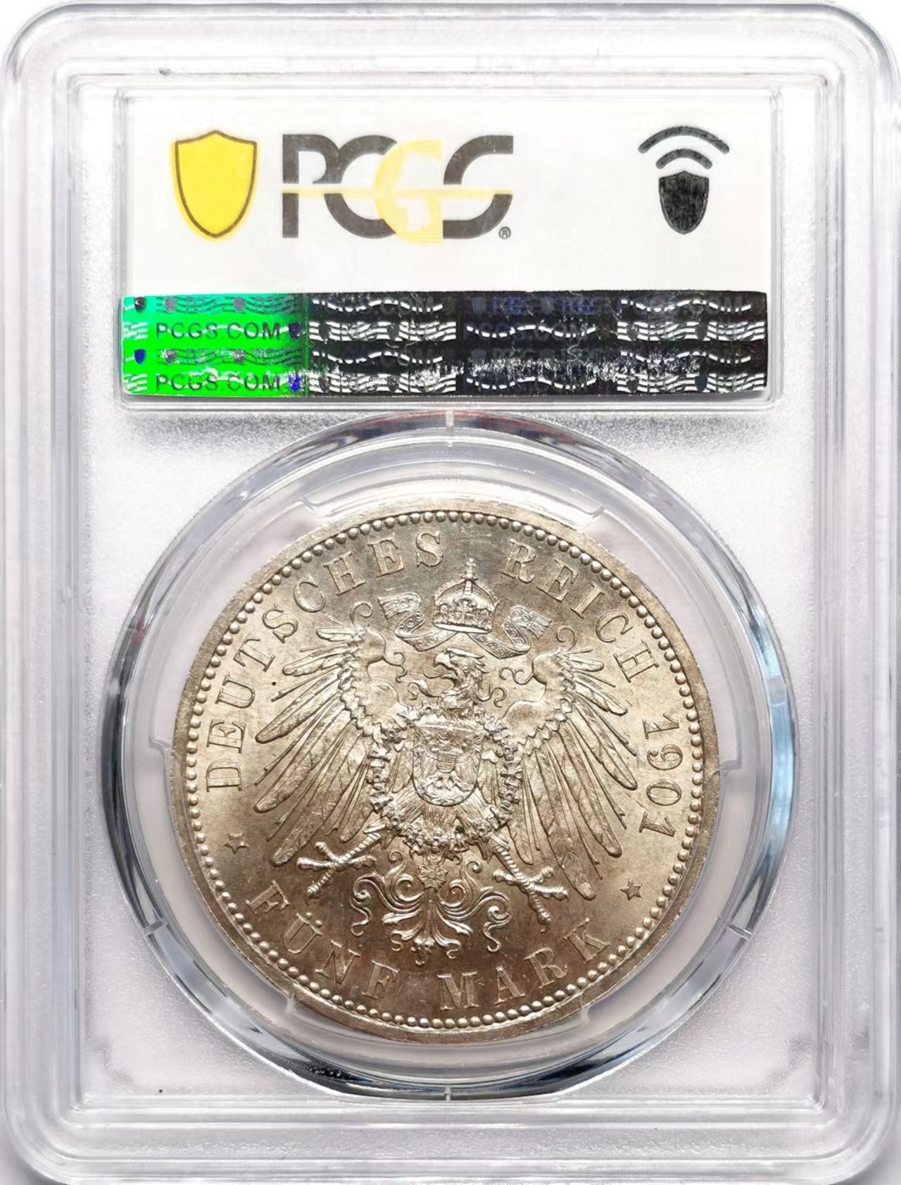 凡希社世界钱币微拍第二百五十九期 1901普鲁士200周年纪念5马克大银PCGS-MS64 漂亮的淡金包浆！