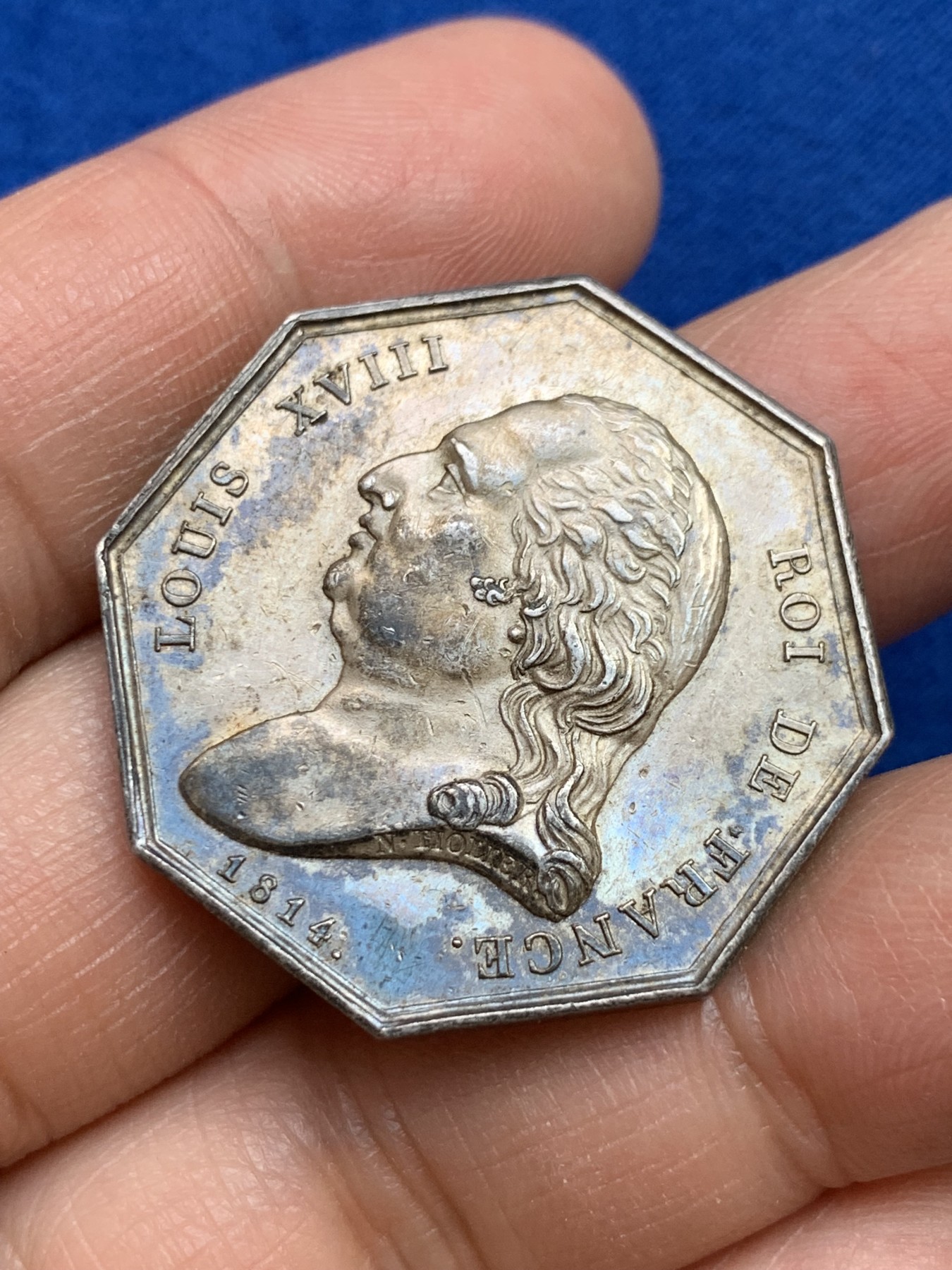 《竞宝斋》第237场- 周日，周一，周二，周日 疯狂4连拍 (全场包邮) 法国八角银章，鲁昂法庭咨询，15.48g，32.6mm，早期无边铭