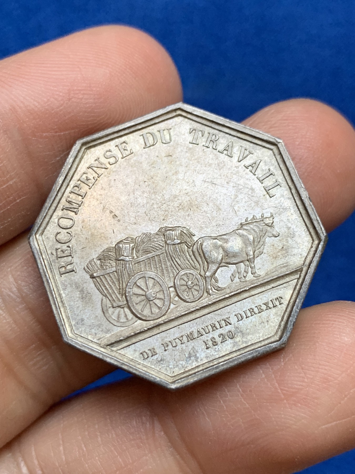 《竞宝斋》第237场- 周日，周一，周二，周日 疯狂4连拍 (全场包邮) 法国八角银章，图卢兹农业、园艺、渔业、狩猎和皇家农业学会，11.43g，29.7mm，早期无边铭