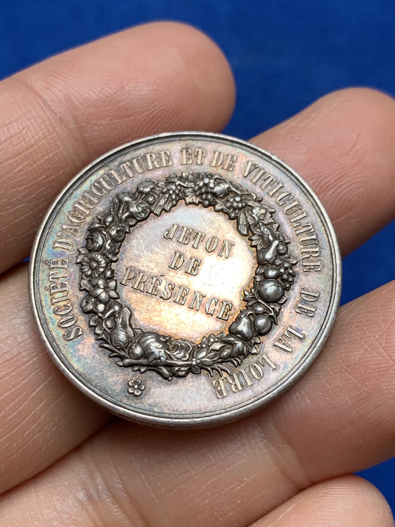 《竞宝斋》第237场- 周日，周一，周二，周日 疯狂4连拍 (全场包邮) 法国银质代币，卢瓦尔农业和葡萄栽培公司，16.09g，32.45mm，丰饶角边铭