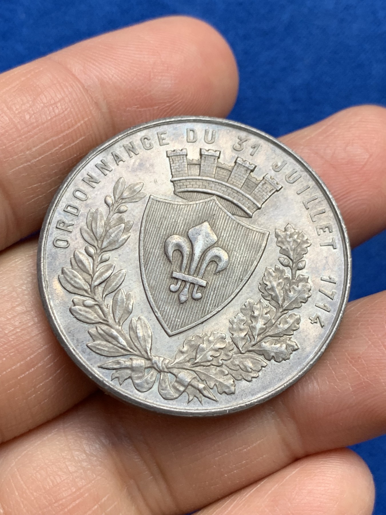 《竞宝斋》第237场- 周日，周一，周二，周日 疯狂4连拍 (全场包邮) 法国银章，里尔商会，21.58g，36.8mm，1860-1879年蜜蜂边铭