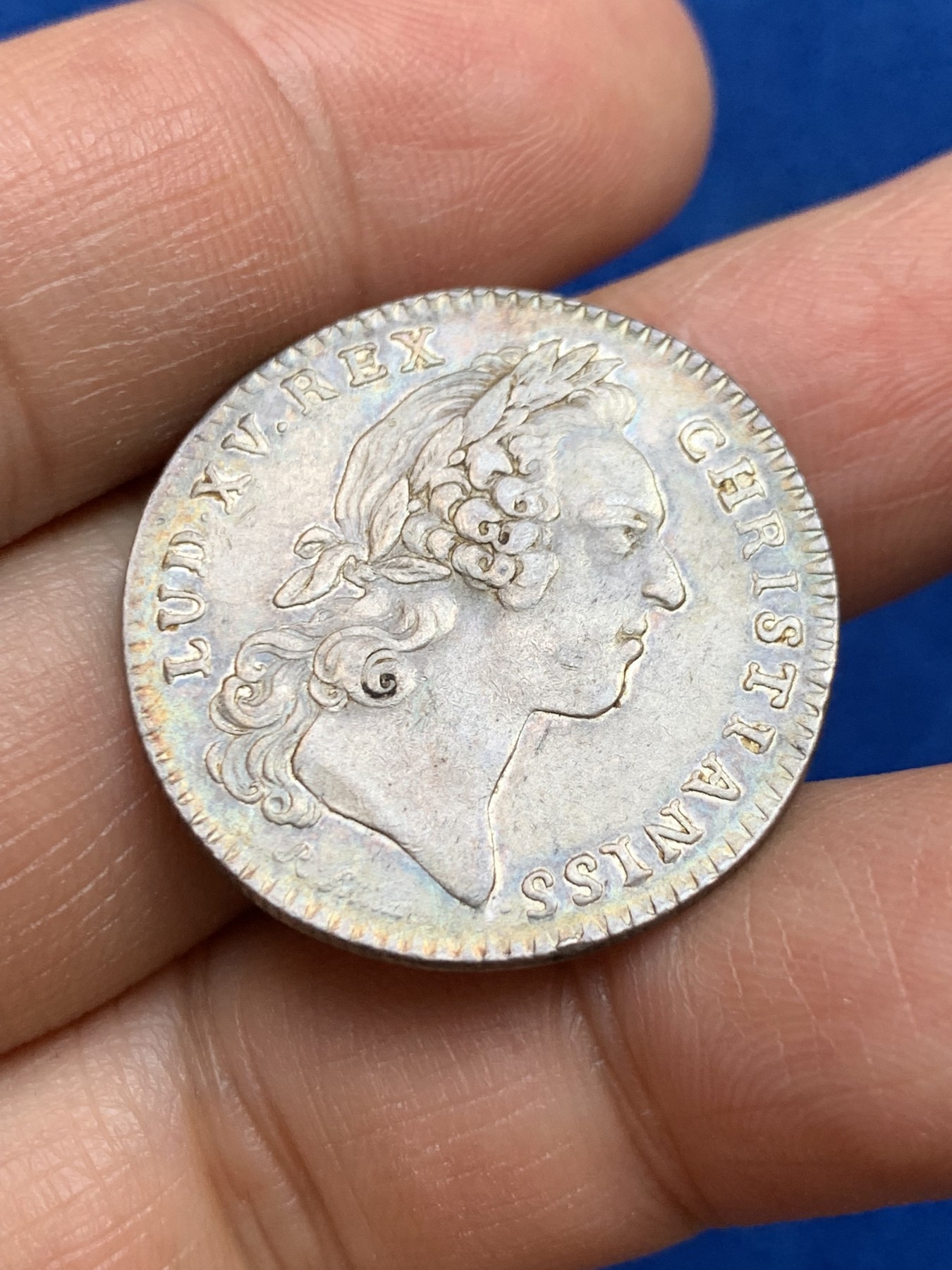 《竞宝斋》第237场- 周日，周一，周二，周日 疯狂4连拍 (全场包邮) 法国1754年路易十五拉罗谢尔市银代币，7.35g，28.6mm